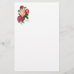 Papelaria Monograma das Flores de Península Rosa cor-de-rosa