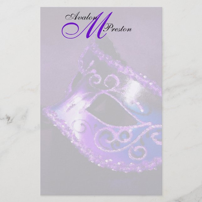 Papelaria Monograma de Casamentos com Mascarada Roxo (Frente)