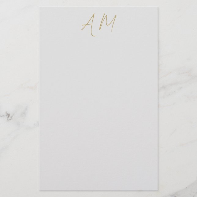 Papelaria Monograma de Cor Dourada Inicial Caligrafia Pro (Frente)