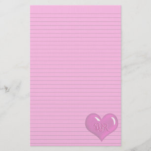 Papelaria Monograma de Coração Rosa Quente - Papel de carta