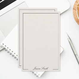 Papelaria Monograma de Letra Elegante Preto e Marfim