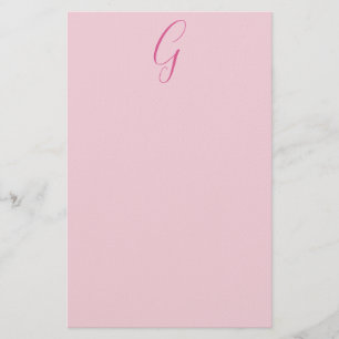Papelaria Monograma de Letra Inicial Rosa Claro Simples Chic