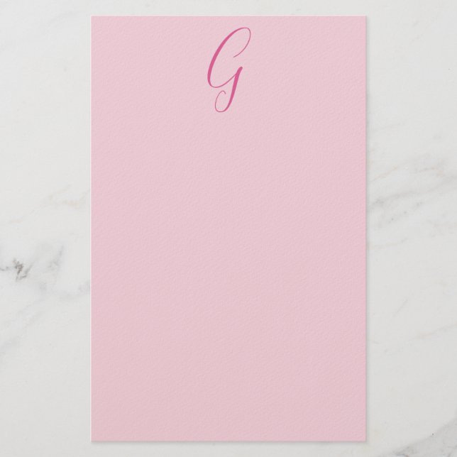 Papelaria Monograma de Letra Inicial Rosa Claro Simples Chic (Frente)