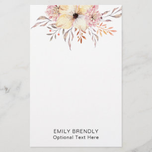 Papelaria Monograma de Nome Floral Aquarela Boho