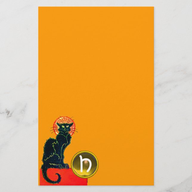 PAPELARIA MONOGRAMA DO PARTIDO BLACK CAT HALLOWEEN (Frente)