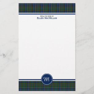 Papelaria Monograma do Tartan da caça do clã de MacMillan