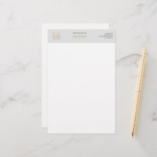Papelaria Monograma Dourado da Cinza Laurel Wreath Clássica