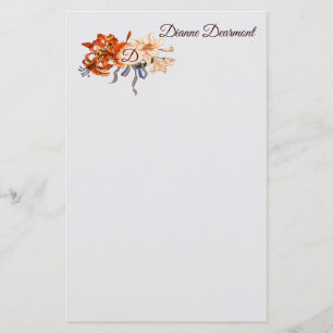 Papelaria Monograma floral com sua escolha das letras