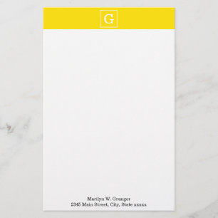Papelaria Monograma inicial com quadro branco amarelo