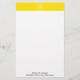 Papelaria Monograma inicial com quadro branco amarelo