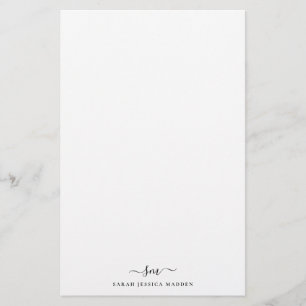 Papelaria Monograma Inicial Moderno com Script Swash Feminin