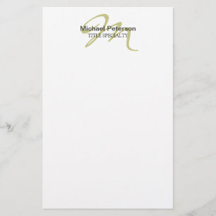Papelaria Monograma Inicial Moderno de Letra Cursiva