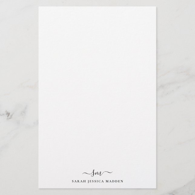 Papelaria Monograma Inicial Moderno Dois Script Swash Femini (Frente)
