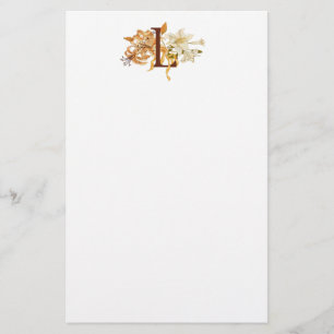 Papelaria Monograma L com lírios