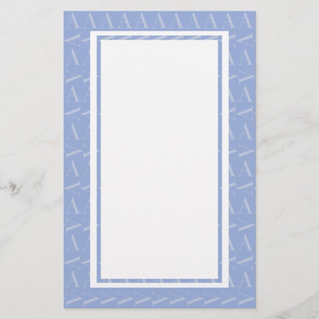 Papelaria Monograma - Letra inicial A, azul (Frente)