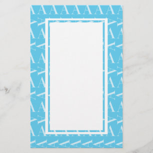 Papelaria Monograma - Letra Inicial A, Azul Aqua