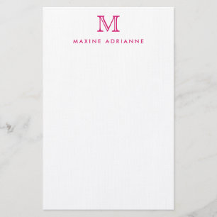 Papelaria Monograma Magenta Magenta Moderna Simples Rosa Ros