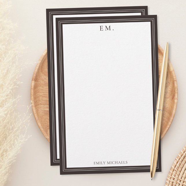 Papelaria Monograma Marrom Minimalista (Criador carregado)