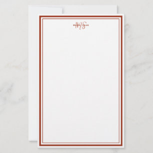 Papelaria Monograma Minimalista Vermelho Escarlate Simples c