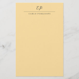 Papelaria Monograma Modern Beige Caligrafia Nome Simples