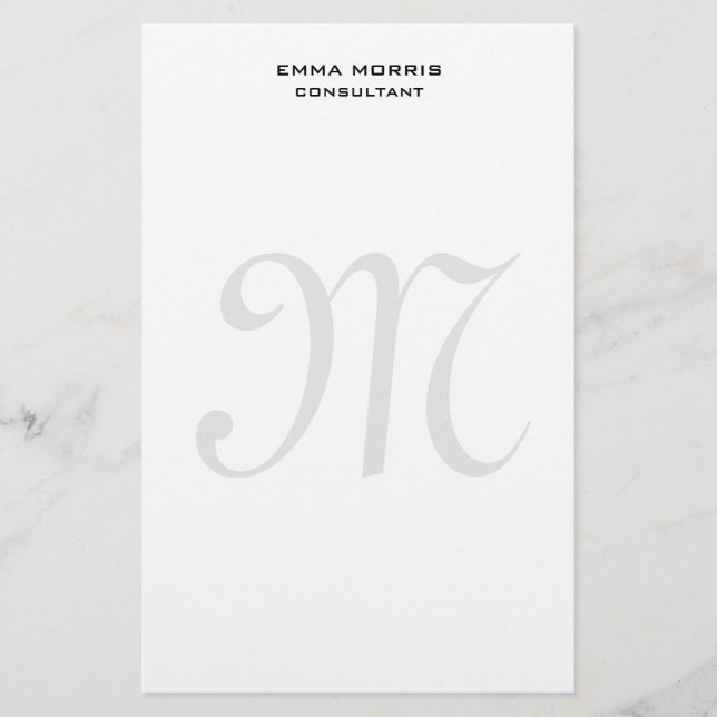 Papelaria Monograma Moderno Simples Minimalista Simples (Frente)