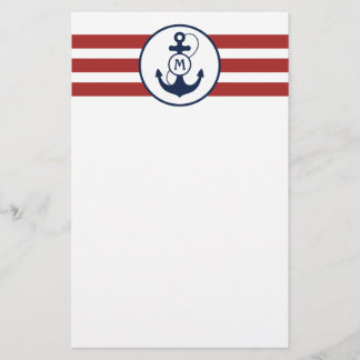 Papelaria Monograma náutico vermelho da âncora
