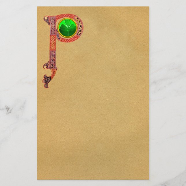 Papelaria MONOGRAMA P CELTICA DE Dia de São Patrício COM SHA (Frente)