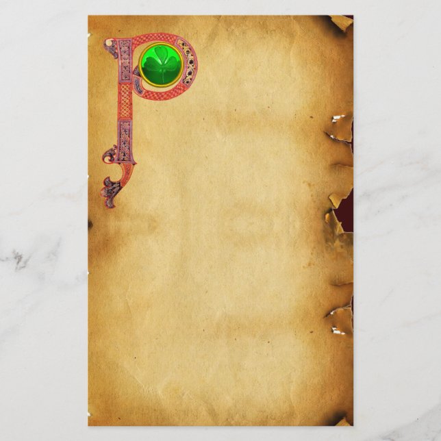 Papelaria MONOGRAMA P CELTICA DE Dia de São Patrício COM SHA (Frente)