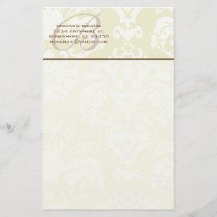 Papelaria Monograma, Papel de Carta Verde e Creme Castanho