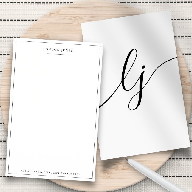 Papelaria Monograma Personalizado de Caligrafia Simples (Criador carregado)