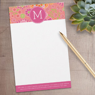 Papelaria Monograma Personalizado de Padrão Floral Primaver