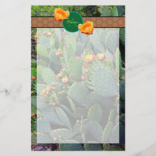 Papelaria Monograma Personalizado Laranja Picly Pear Cactus