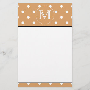 Papelaria Monograma Personalizado. Padrão de Bolinhas marr