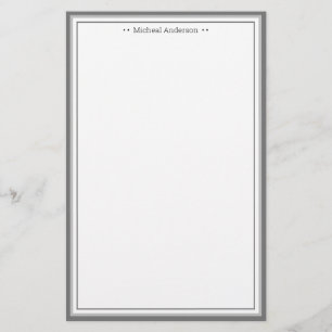 Papelaria Monograma Personalizado Simples de Borda de Cinza