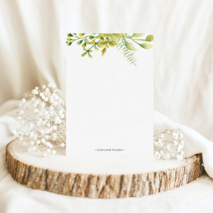 Papelaria Monograma Personalizado Verde Folhagem de Inverno