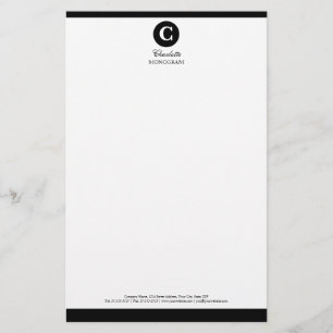 Papelaria Monograma preto e branco simples