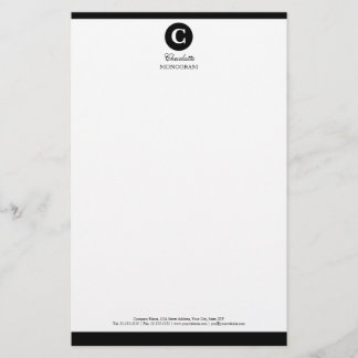 Papelaria Monograma preto e branco simples