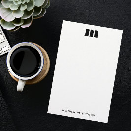 Papelaria Monograma Preto Sólido Minimalista Moderno