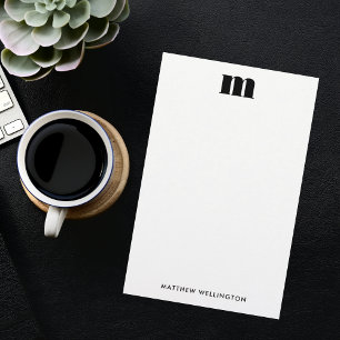 Papelaria Monograma Preto Sólido Minimalista Moderno