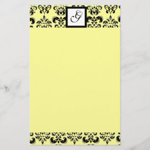 Papelaria MONOGRAMA QUADRADA DAMASCO ,amarelo