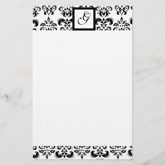 PAPELARIA MONOGRAMA QUADRADA DE DAMASK (Frente)