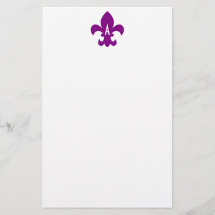 Papelaria Monograma roxo e branco da flor de lis