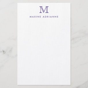 Papelaria Monograma Roxo Simples Moderno
