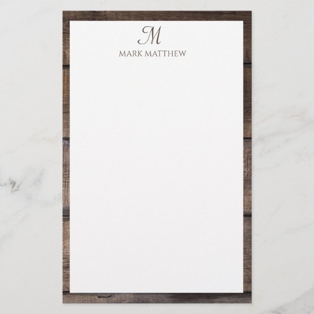Papelaria Monograma Rustic Simple Script Personalizado (Frente)