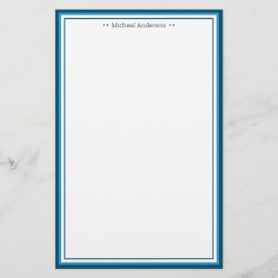 Papelaria Monograma Simples de Borda Azul Personalizado S