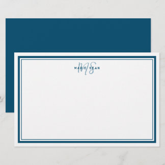 Papelaria Monograma Simples e Azul Teal Monograma Simples Do