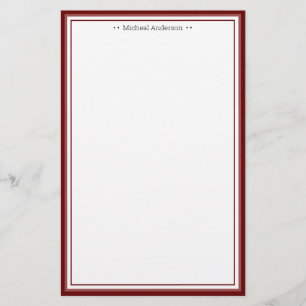 Papelaria Monograma Simples Fronteira de Vinho Personalizada