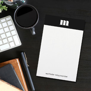 Papelaria Monograma Sólido Preto Minimalista Moderno