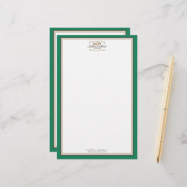 Papelaria Monograma Verde Simples