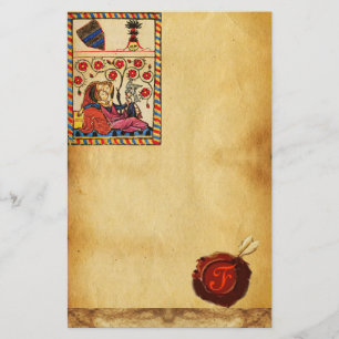 PAPELARIA MONOGRAMA VERMELHO DO SELO DA CERA DO PERGAMINHO